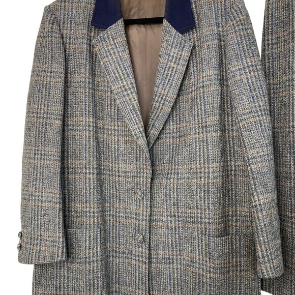 Womens Custom VTG 90s Wool Plaid Riding Suit 2XL-Jacket / L-Skirt 7686 - Picture 2 of 10